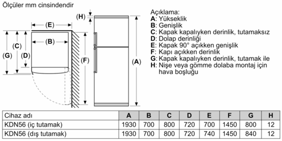 Üstten Donduruculu Buzdolabı 193 x 70 cm Inox görünümlü